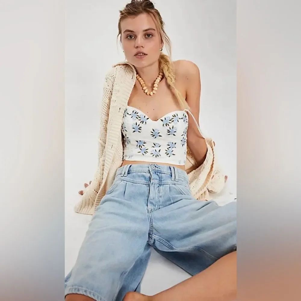 Free People Wild Flowers Embroidered Bustier. NWT. TEA combo